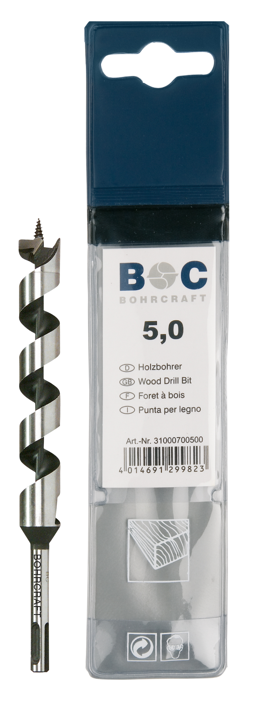 BOHRCRAFT 32100701846 Wood drill bit LEWIS shape SDS-PLUS shank ø 18 mm, L=460 mm, L2=360 mm