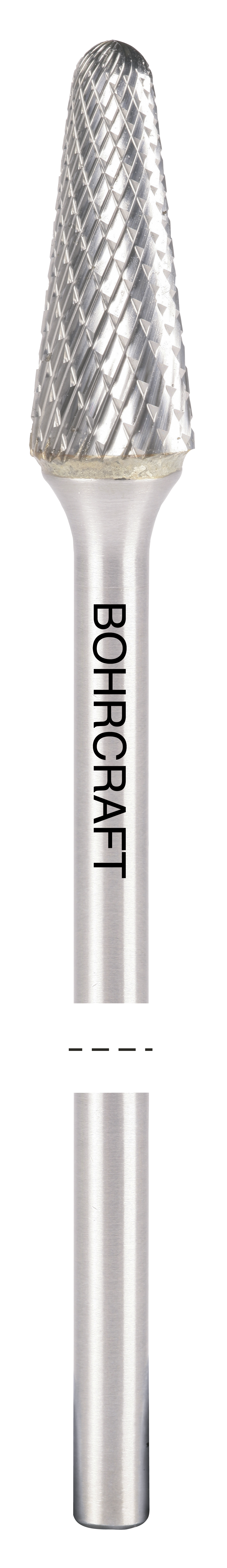 BOHRCRAFT 51500310170 Rounded tip rotary cutter in MD, L shape, Z3-X, 6 mm shank, 10 mm diameter, long series 170 mm