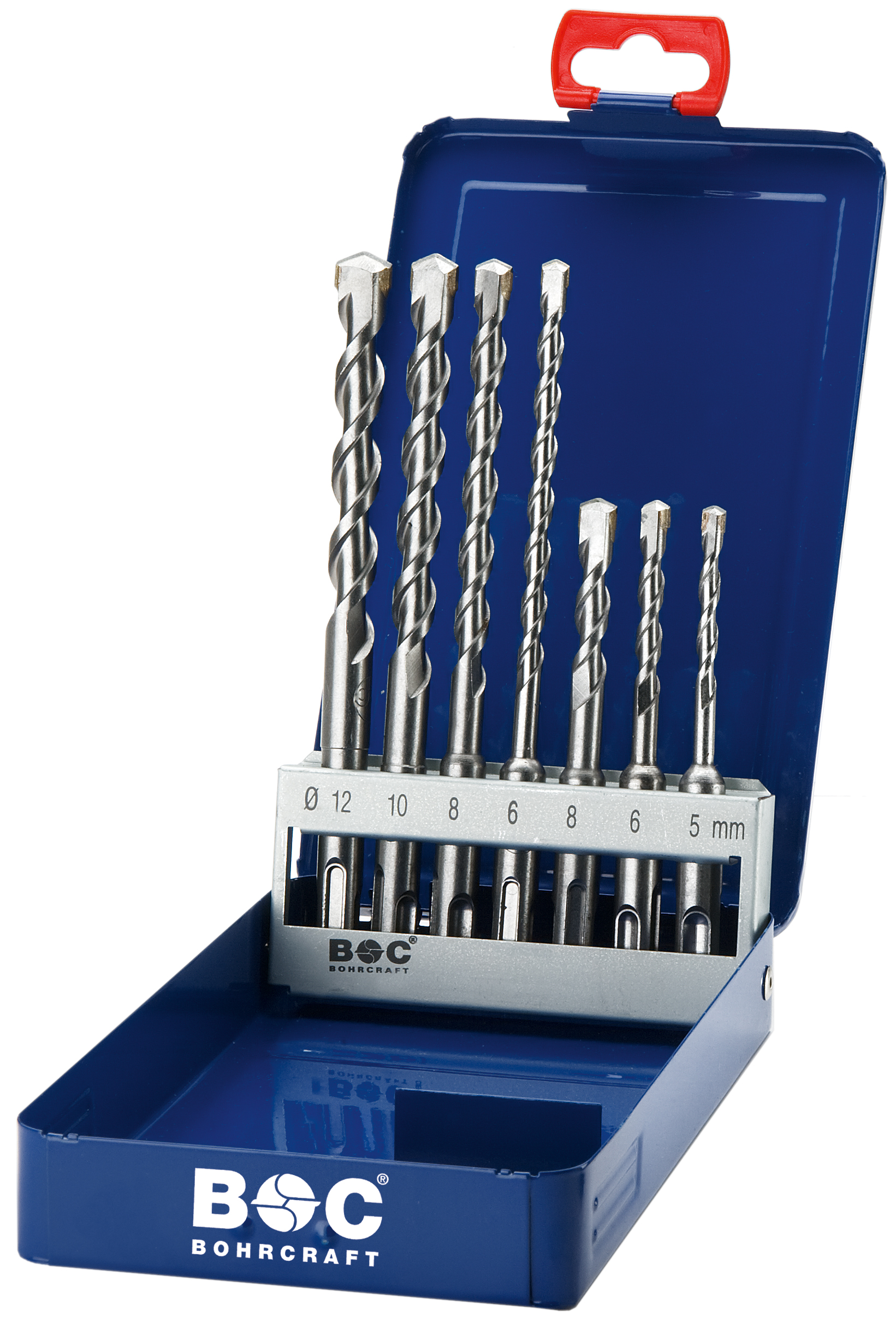 BOHRCRAFT 25901410007 SDS-PLUS Hammer Drill Bit Set, 5/6/8x110mm, 6/8/10/12x160mm, 7 pcs, metal case