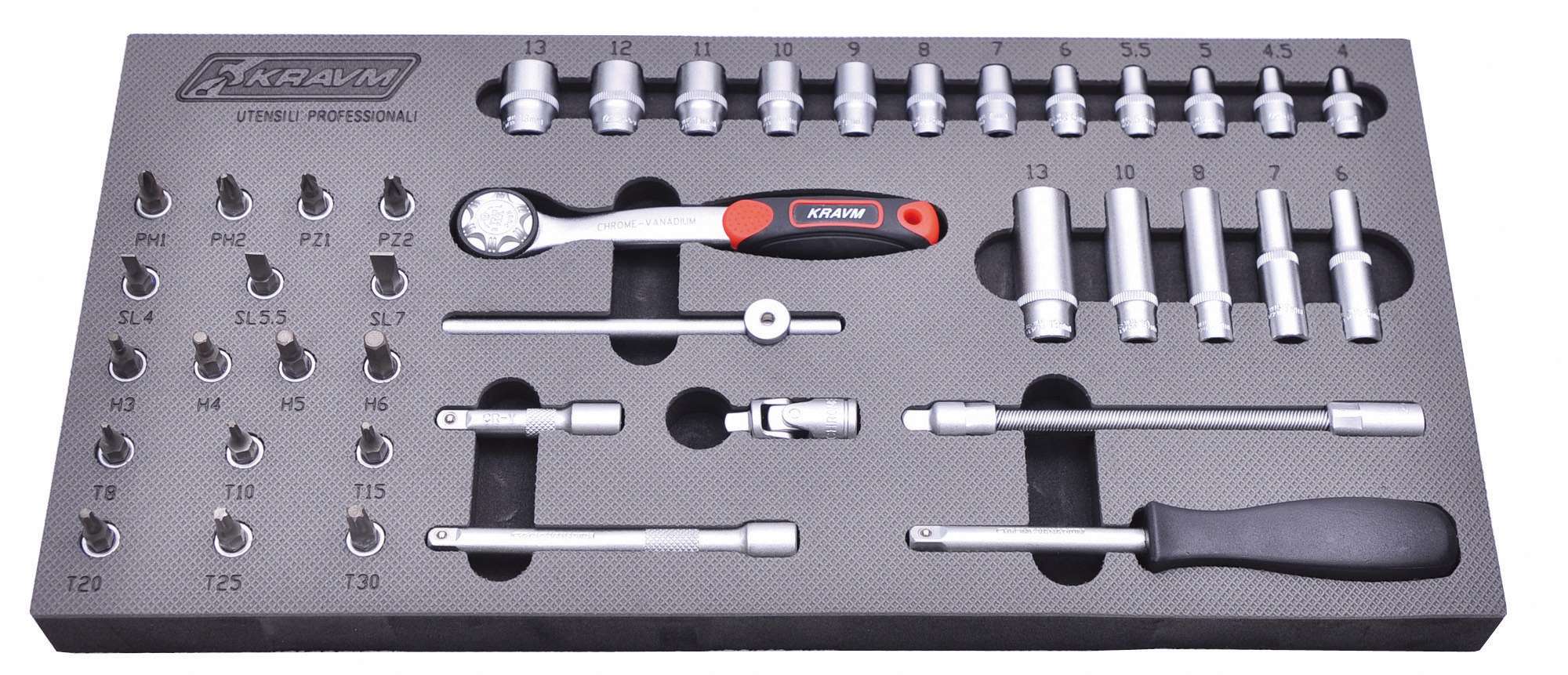 KRAVM E05941 1/4" Socket Wrench Set 40 pieces - Heat Shrink Tubing