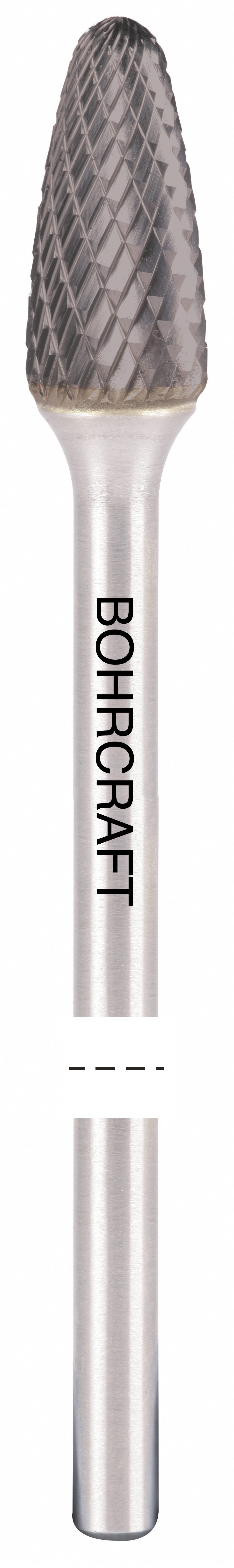 BOHRCRAFT 51210310170 Oval rotary cutter in MD, shape E, DIN 8033 Z3-X TiAlN, 6 mm shank, 10 mm ø, long series 170 mm