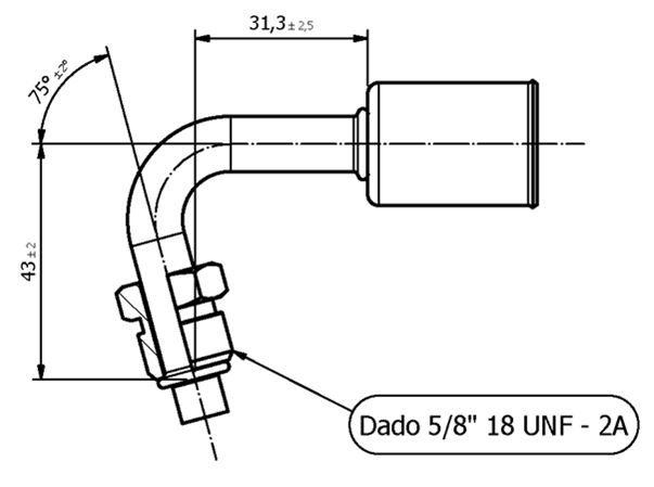 MALE 75° FITTING FOR 5/16 HOSE G6