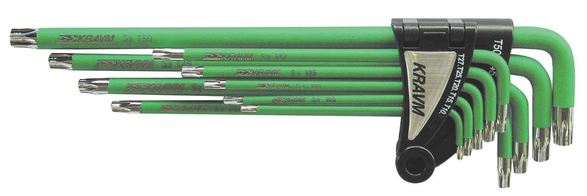 KRAVM E93022 Set of 9 coated Torx keys T10-T50