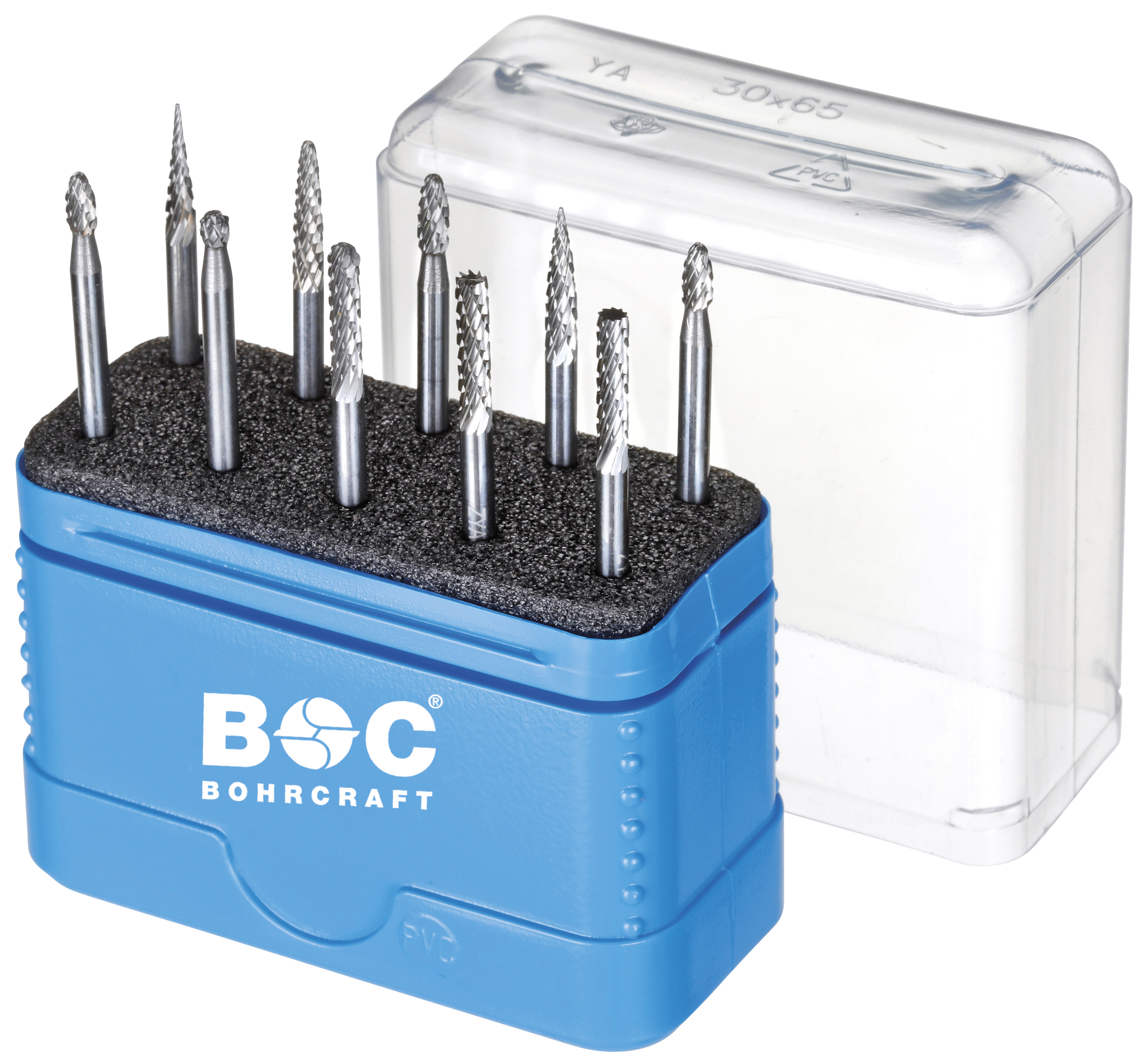 BOHRCRAFT 59031330010 Box in BC rotary milling cutters in MD and aluminium teeth ø 3 and ø 6 mm 1x form B-C-D-F-G, 10 pcs