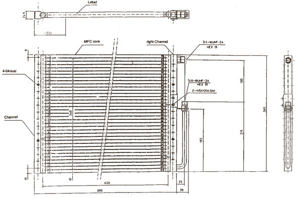 Condenser DIMENS.680x360x16 SANDEN MFC 2068AE