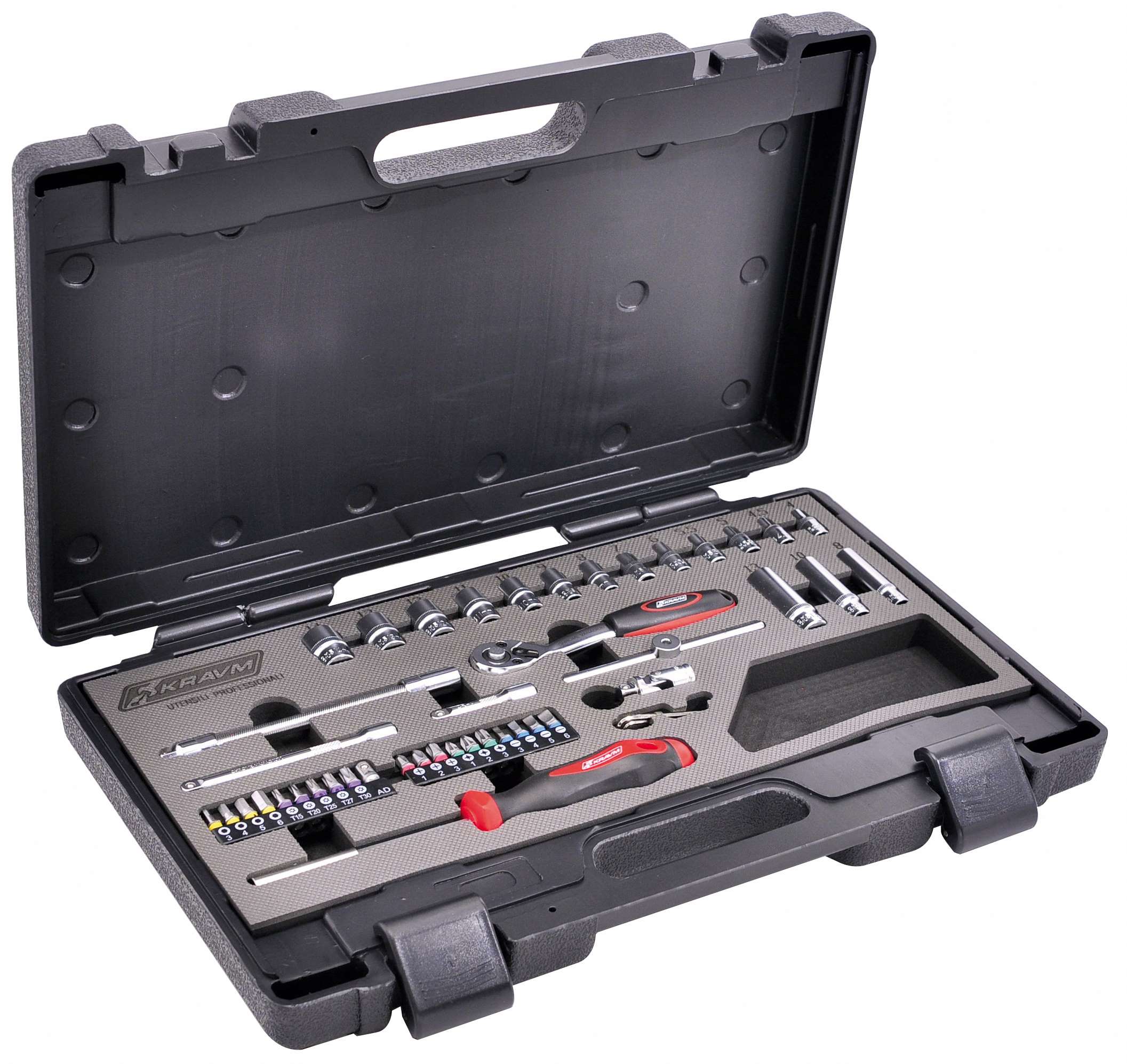 KRAVM E02028 Set of 45 sockets and inserts - ABS Case