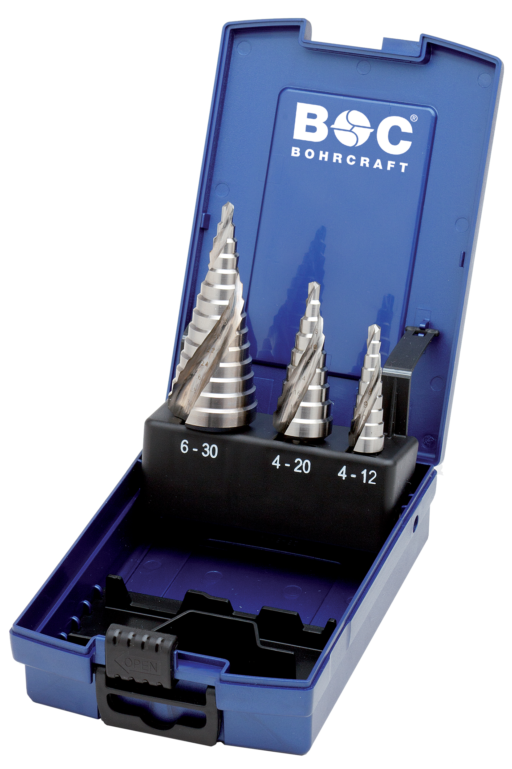 BOHRCRAFT 17631330003 HSS Step Drill Bit Set 1/2A/3A, 3 pcs. ABS Case