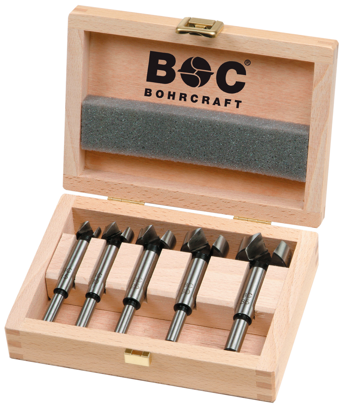 BOHRCRAFT 32501450005 Wood router bit set DIN 7483 G, 5 pcs. ø 15/20/25/30/35 mm wooden case
