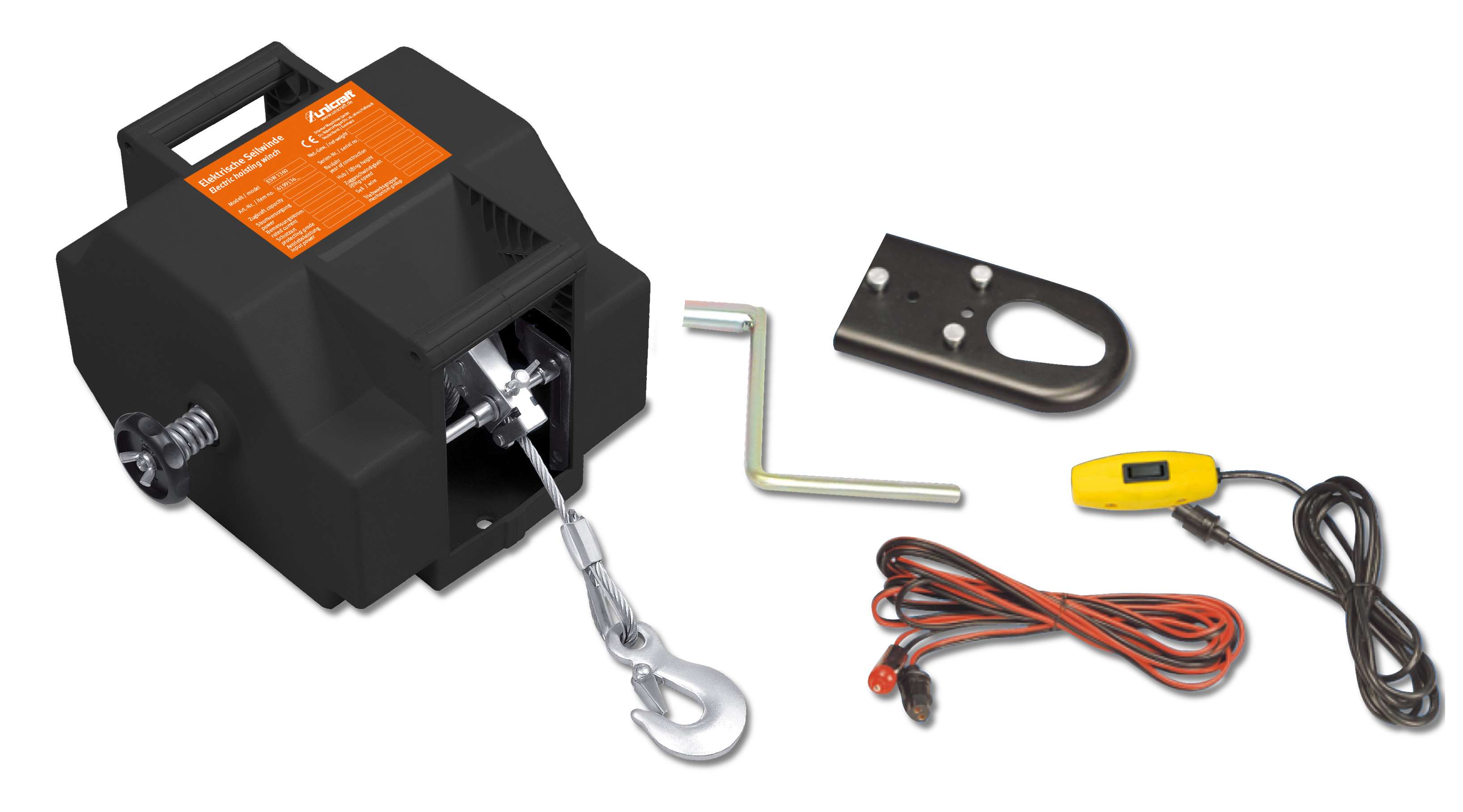 UNICRAFT 6199136 Electric cable winch, capacity 1360 kg