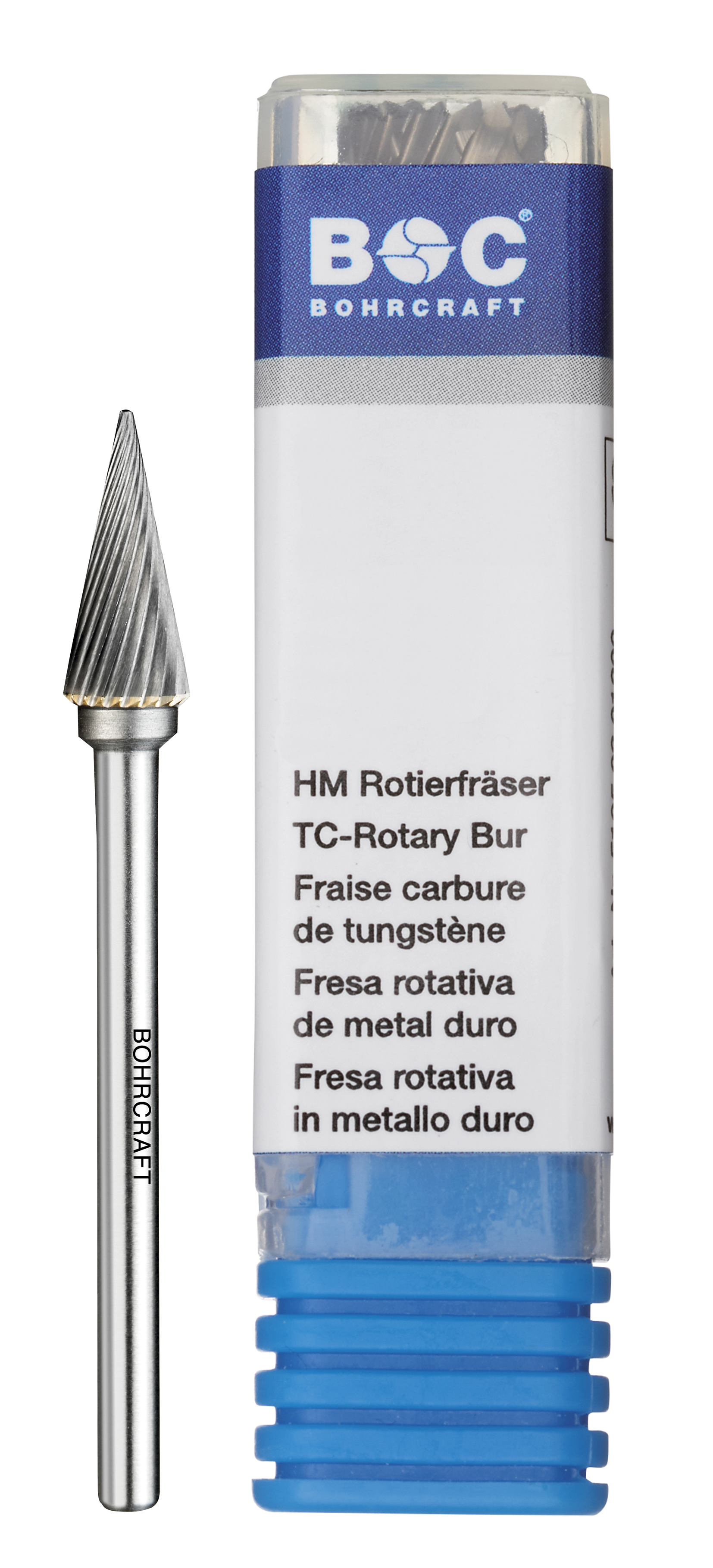 BOHRCRAFT 51590300603 Medium grit conical rotary burr, shape M, DIN 8033 Z5, shank 3 mm ø 6 mm