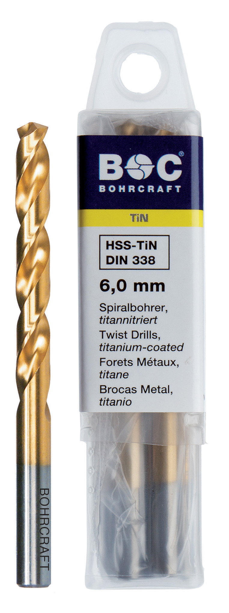 BOHRCRAFT 11300100550 Punta elicoidale cilindrica HSS-TiN DIN 338, rettificata, Split Point, ø 5,5 mm conf. 10 pz