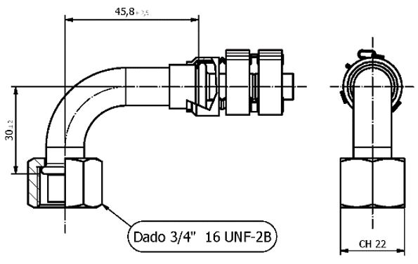 Raccordo FRIGOFLEX G8 - 90° O'RING FEMM REC