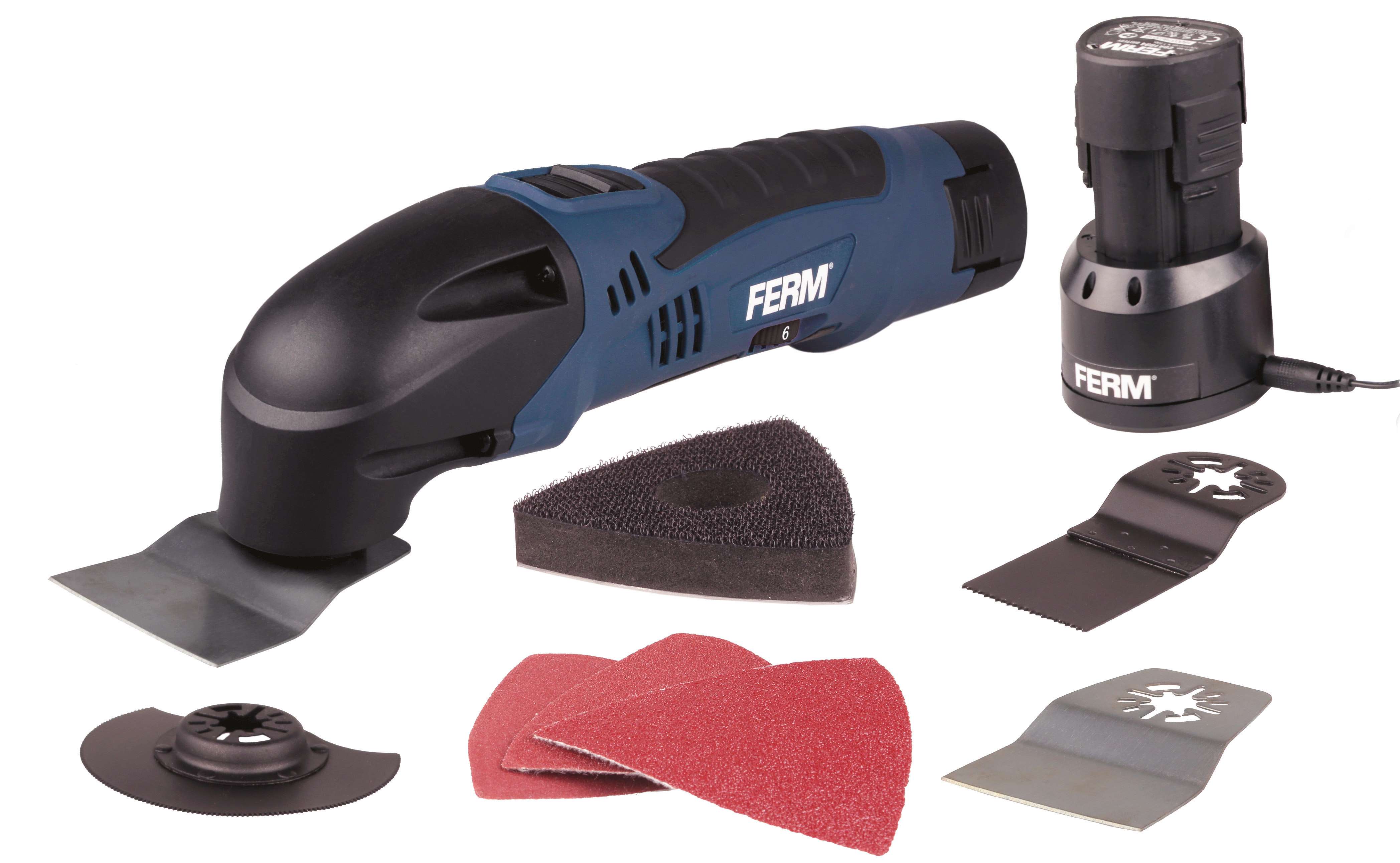 FERM OTM1006 Cordless 12V/1.5 Ah Multi-Purpose Power Tool, No-Load Strokes 5000-18000/min, Weight 2.25 kg