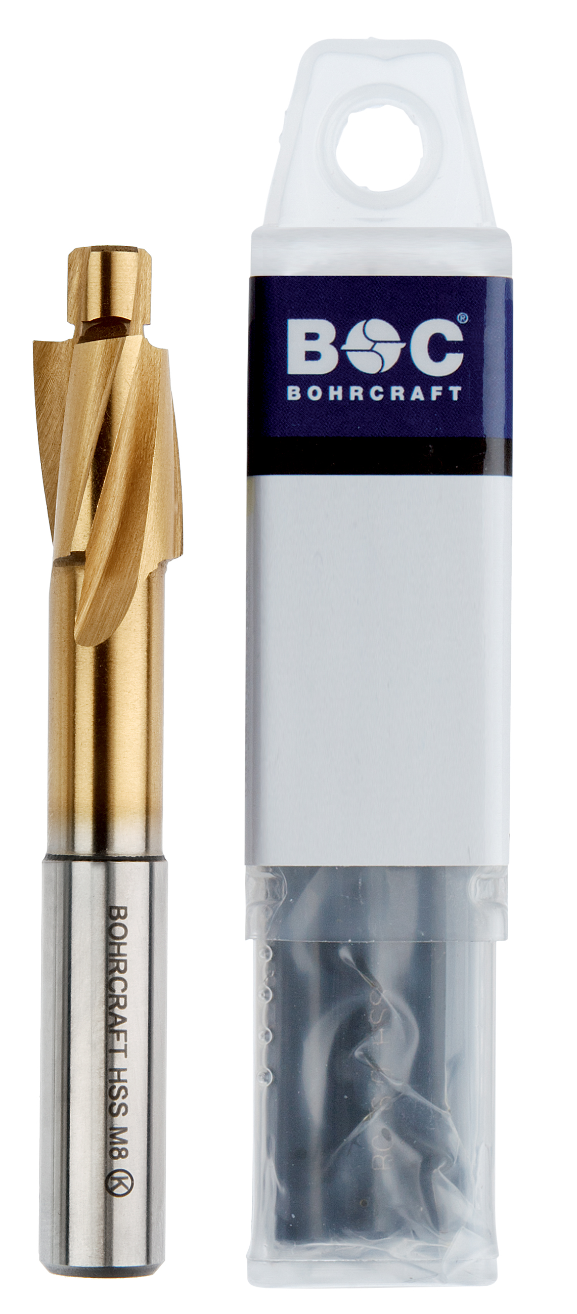 BOHRCRAFT 17160300500 HSS-TiN Milling Cutter for screw seats with cylindrical head DIN 373, fixed guide, through-hole fine M5, pack of 1 pc