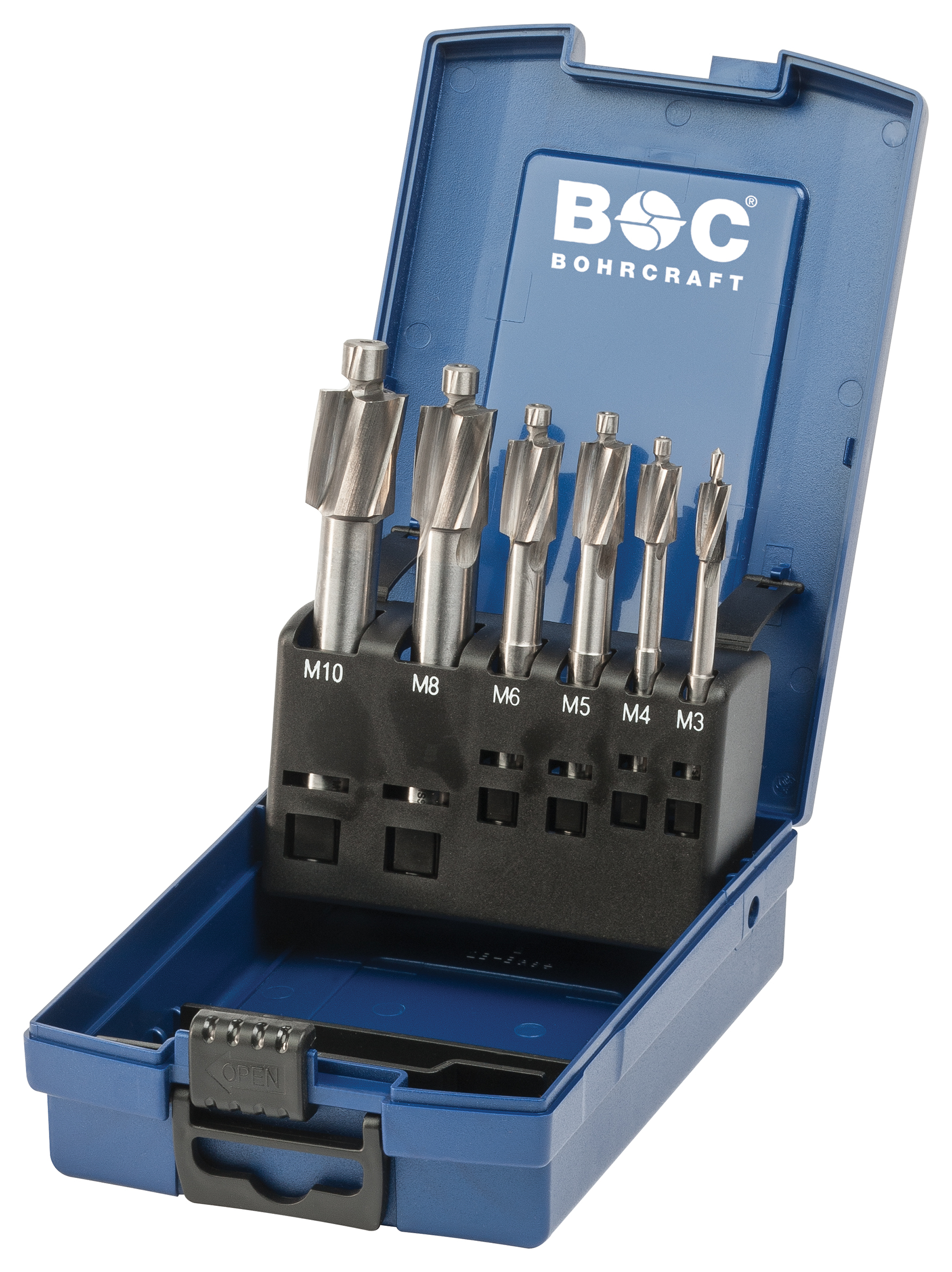 BOHRCRAFT 17071330006 HSS Cutter Set for cylindrical head screw seats DIN 373, medium through hole from M3 to M10, 6 pcs