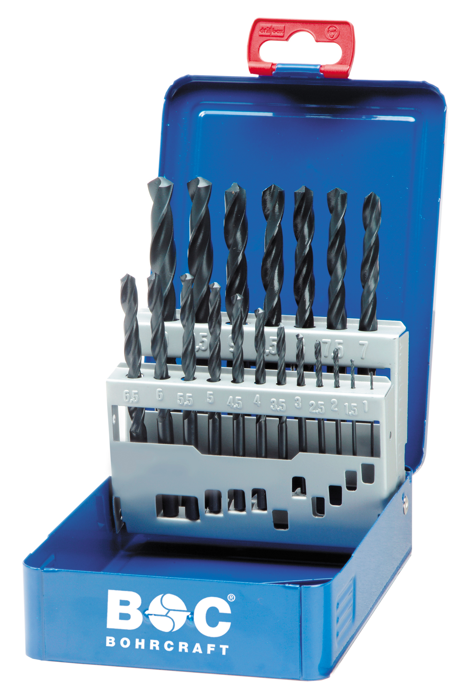 BOHRCRAFT 11001310025 Assortment of cylindrical HSS DIN 338 spiral drill bits, 1-13x0.5mm, 25 pcs. metal case