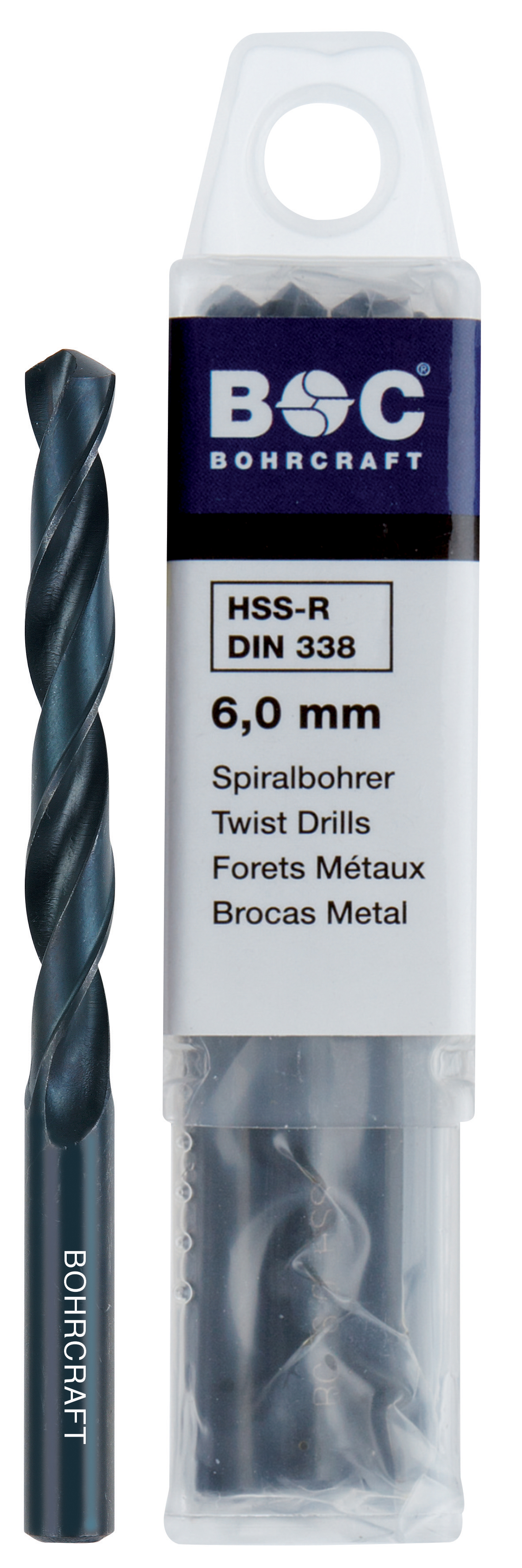 Cylindrical HSS DIN 338 spiral point drill bit, ø 4.9 mm, pack of 10 pcs Bohrcraft 11000100490