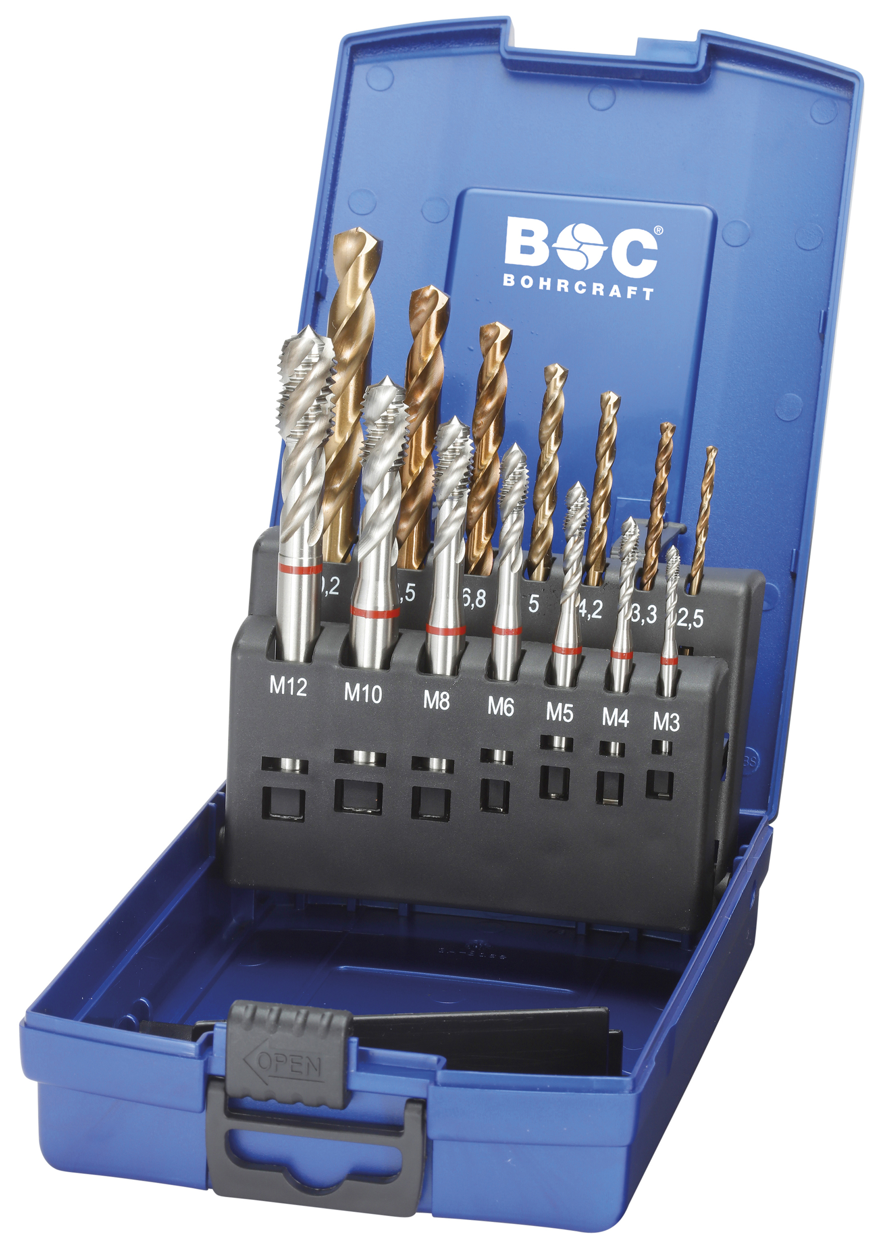 BOHRCRAFT 41771330014 ABS Machine Male Die Box, Thread M3 - M12, 14 pcs