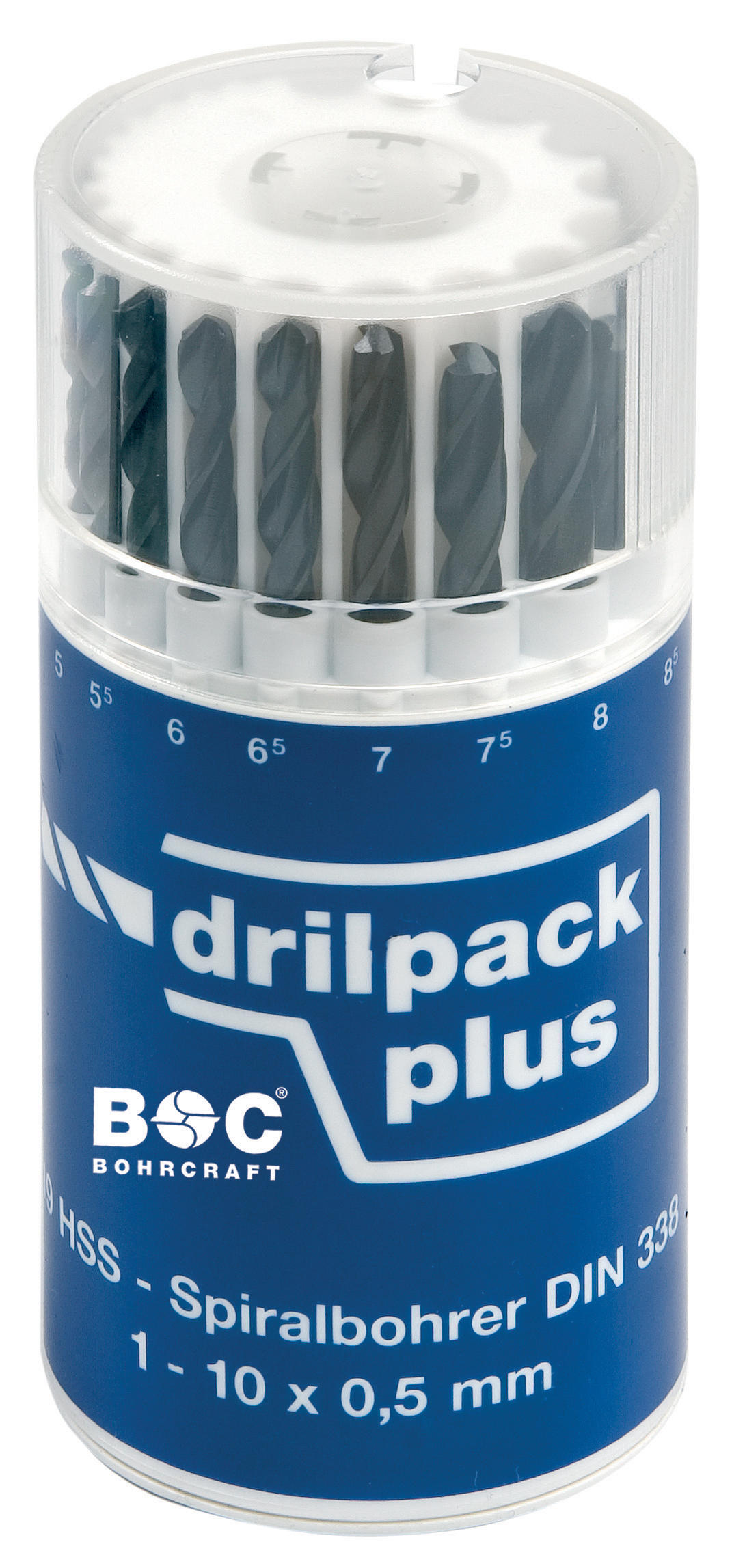 BOHRCRAFT 11001440019 Set of cylindrical HSS twist drill bits DIN 338 ground, 1.0-10.0x0.5 mm 19 pcs. Case