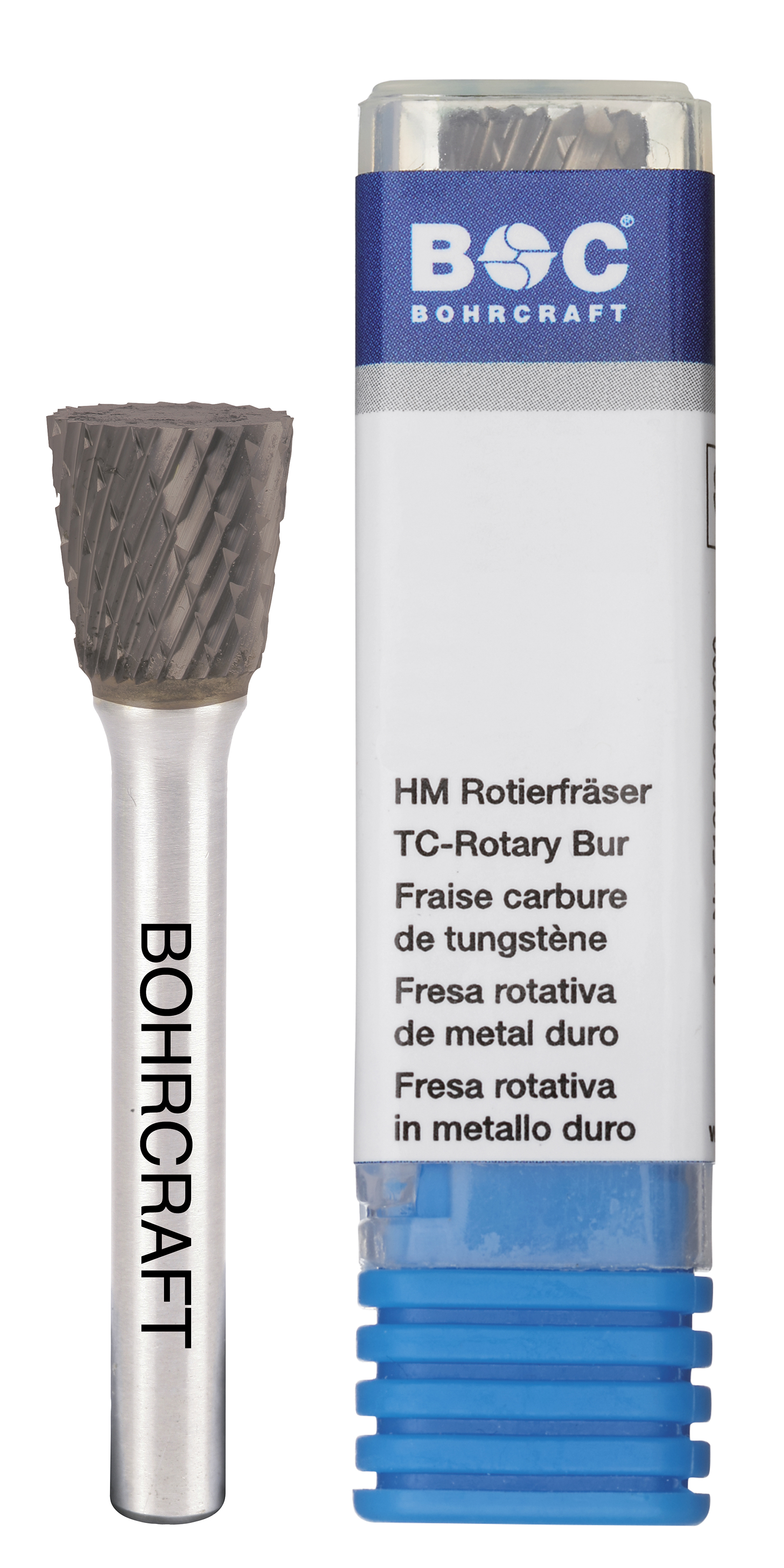 BOHRCRAFT 51610301200 Inverted cone rotary cutter in MD, shape N, DIN 8033 Z3-X TiAlN, 6 mm shank ø 12 mm