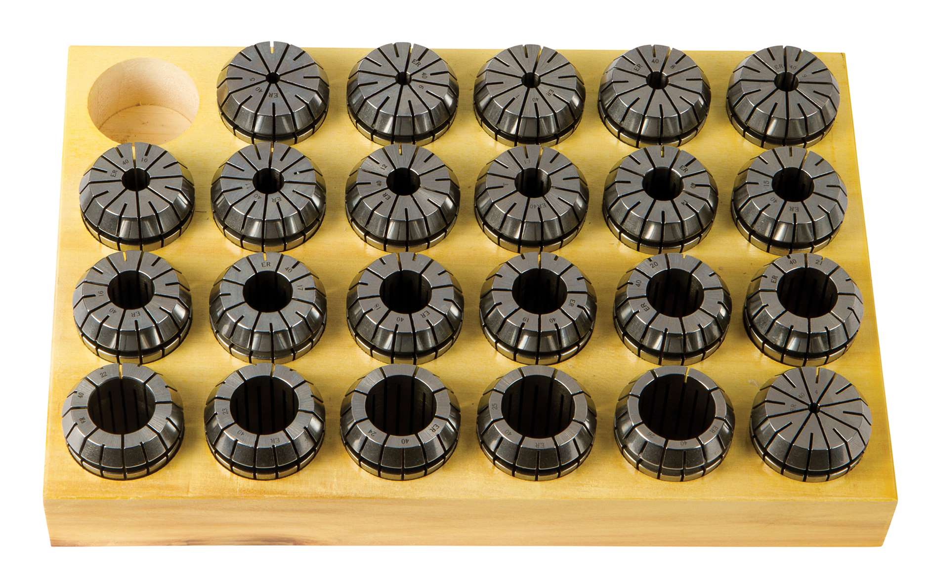PRT METALLO SER25001 Series of ER collet chucks on base 15 pcs ER25 2-16