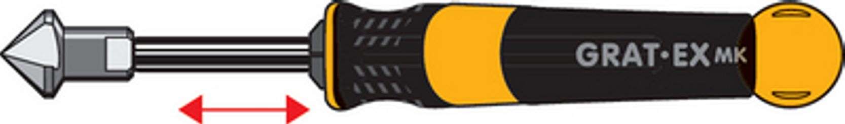 LTF 5001.20 Telescopic countersink with T-SD-MK handle, 1 CS-LONG holder, and 1 2-flute countersink