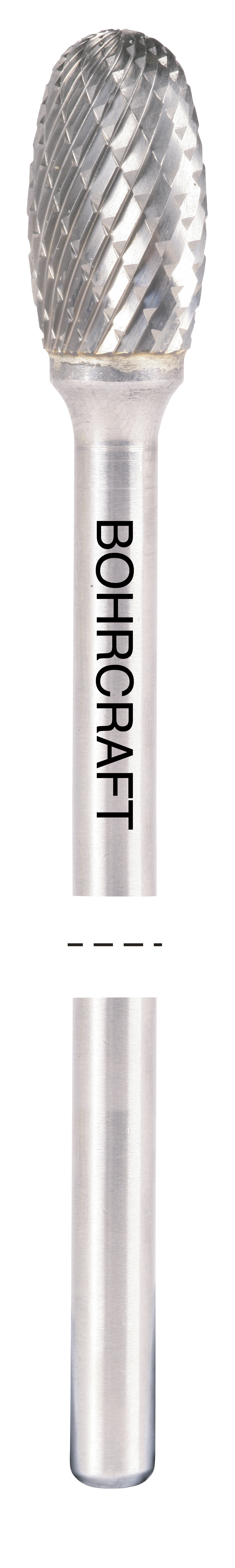 BOHRCRAFT 51200312175 Oval rotary cutter in MD, shape E, DIN 8033 Z3-X, 6 mm shank ø 12 mm, long series 175 mm