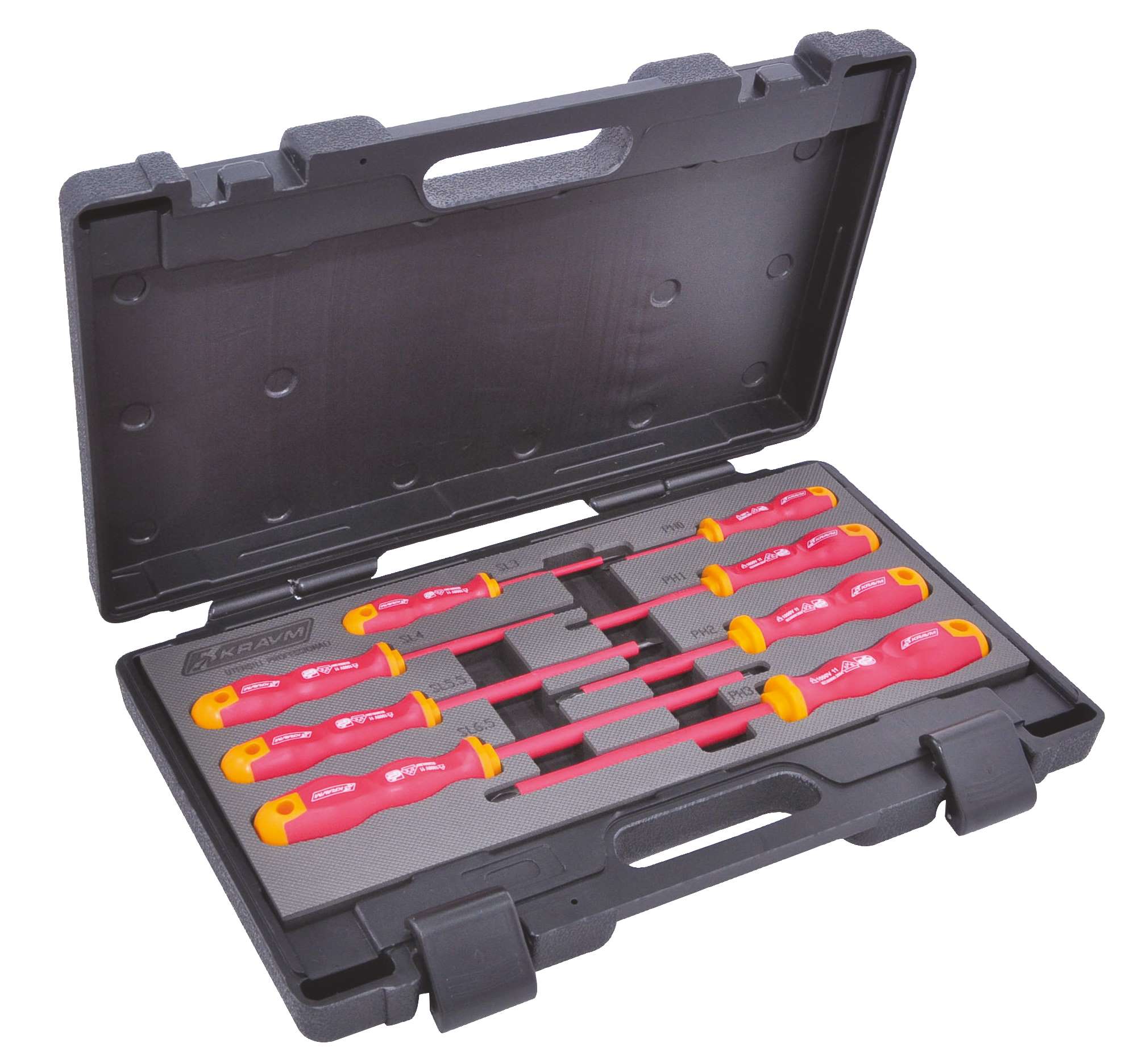 KRAVM E02004 Set of 8 insulated screwdrivers 1000V - ABS case